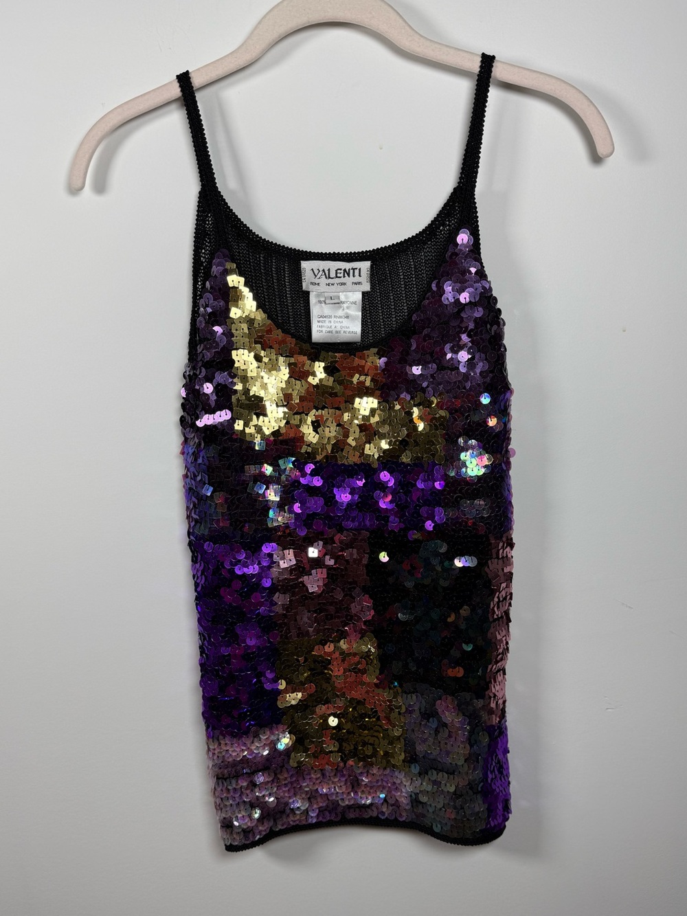 💙VALENTI | Y2K 00s Knit Sequin Tank FITS SMALL P2P 14” AS IS